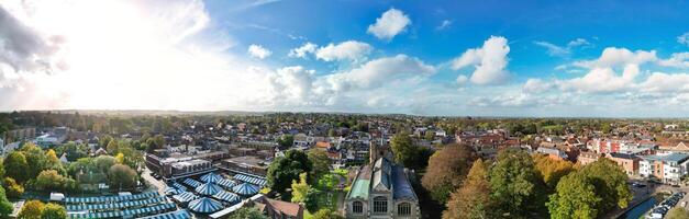 Antenne Panorama- Aussicht von zentral hitchin Stadt von England vereinigt Königreich. Oktober 28., 2023 foto