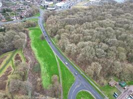 hoch Winkel Aussicht von Corby Stadt von Northamptonshire England vereinigt Königreich. November 1, 2023 foto