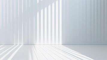 ai generiert realistisch und minimalistisch verschwommen natürlich Licht Fenster, Schatten Overlay auf Mauer Papier Textur, abstrakt Hintergrund. minimal abstrakt Licht Weiß Hintergrund zum Produkt Präsentation. foto