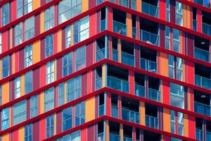 modern Wohn Gebäude Fassade mit Fenster und Balkone. Rotterdam foto