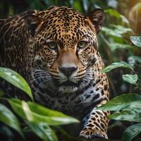 ai generiert Jaguare bewohnen Dschungel im Mexiko, zentral und Süd amerikanisch. das Jaguar ist ein groß katzenartig Spezies einheimisch zu das Amerika. ich s ist das Drittgrößte groß Katze im das Welt. foto