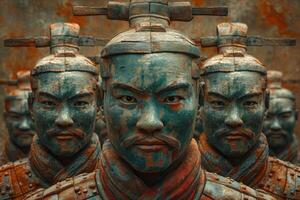 ai generiert Stein Soldaten von das Chinesisch Terrakotta Heer foto