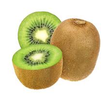 isoliert Kiwi Frucht. ganze und Schnitt Kiwi isoliert auf Weiß Hintergrund mit Ausschnitt Weg. foto