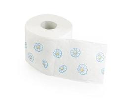 Toilettenpapierrolle mit Blumendeko