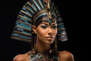 ai generiert Porträt von uralt ägyptisch Frau im ein Krone, Königin Kleopatra. ai generiert foto