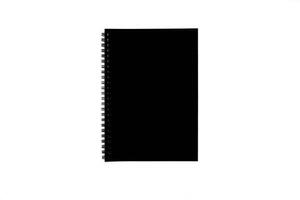 schwarz Spiral- Notizbuch isoliert auf Weiß Hintergrund. foto