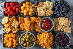 ai generiert Snacks im ein Container Fachmann Werbung Essen Fotografie foto