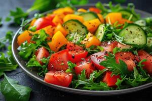 ai generiert Essen auf das Küche Tabelle zu Post auf Sozial Medien Fachmann Werbung Essen Fotografie foto