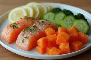 ai generiert Essen auf das Küche Tabelle zu Post auf Sozial Medien Fachmann Werbung Essen Fotografie foto