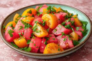 ai generiert Essen auf das Küche Tabelle zu Post auf Sozial Medien Fachmann Werbung Essen Fotografie foto