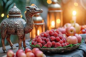 ai generiert dient verschiedene Mahlzeit zu iftar Ramadan Werbung Essen Fotografie foto