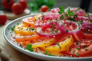 ai generiert Essen auf das Küche Tabelle zu Post auf Sozial Medien Fachmann Werbung Essen Fotografie foto