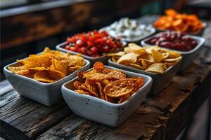 ai generiert Snacks im ein Container Fachmann Werbung Essen Fotografie foto