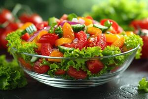 ai generiert gemischt Gemüse Salat isoliert Küche Tabelle Fachmann Werbung Essen Fotografie foto