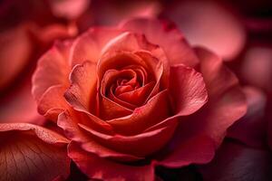 ai generiert Foto Symbol von Liebe ein romantisch Anordnung von Rosa Rose Blütenblätter