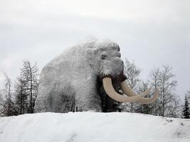 Monument zu ein Mammut im das Stadt von Salechard. Autor Unbekannt. foto