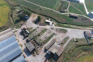 Halle von verzinkt Metall Blätter zum Lager von landwirtschaftlich Produkte foto