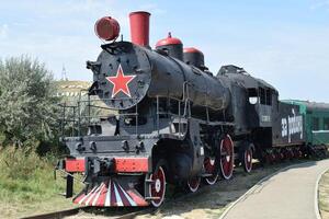 das alt Dampf Lokomotive im öffnen Luft Museum foto