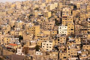 Antenne Aussicht von Amman Stadt das Hauptstadt von Jordanien. Stadt scape von Ammann. foto