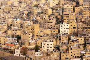 Antenne Aussicht von Amman Stadt das Hauptstadt von Jordanien. Stadt scape von Ammann. foto