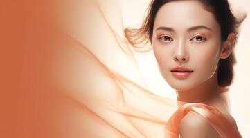 ai generiert Koreanisch Schönheit Pflege zum Haut Pflege. foto