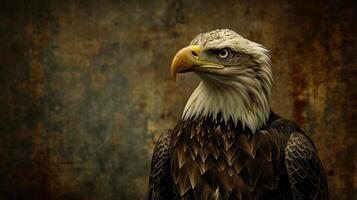 ai generiert ein Adler ist Stehen Nächster zu das amerikanisch Flagge foto