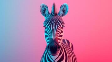 ai generiert minimalistisch lebendig Werbung Hintergrund mit Zebra und Kopieren Raum foto