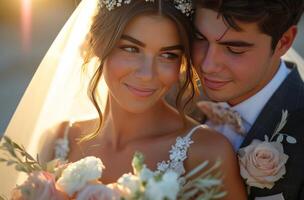 ai generiert Paare im Zypern Hochzeit foto