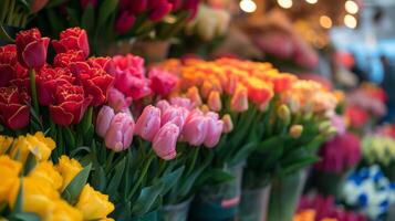 ai generiert schön Hintergrund zum Blume Geschäft Werbung foto