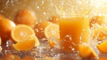 ai generiert schön Hintergrund zum Orange Saft Werbung foto