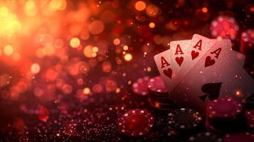 ai generiert schön Hintergrund zum Poker Spiel Werbung foto