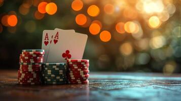 ai generiert schön Hintergrund zum Poker Spiel Werbung foto