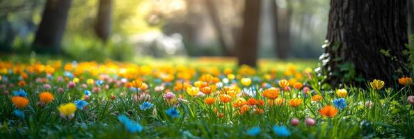 ai generiert schön Foto von ein Frühling Garten zum Hintergrund