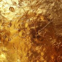 ai generiert Gold vereiteln Blatt Textur, Glas bewirken Hintergrund foto