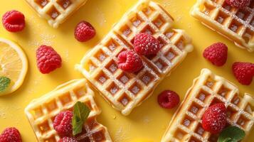 ai generiert schön Hintergrund zum Belgier Waffeln Werbung foto