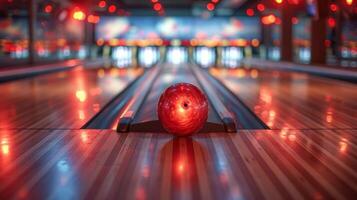 ai generiert schön Hintergrund zum Bowling Werbung foto