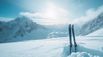 ai generiert schön Hintergrund zum Ski Werbung foto