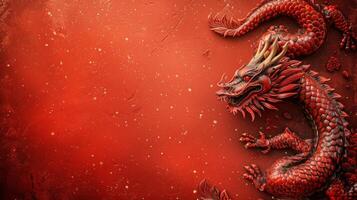 ai generiert Chinesisch rot Urlaub Hintergrund mit Drachen foto