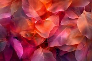 ai generiert abstrakt Blütenblätter und Blätter Verflechtung im ein üppig Symphonie, Erfassen das Wesen von Wiedergeburt. foto