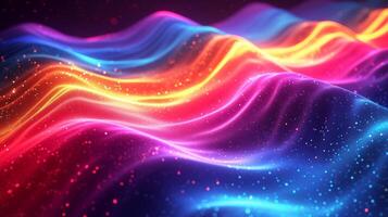 ai generiert glühend Neon- Wellen, ähnlich ein beschwingt Meer von elektrisch Farben, fließend mit faszinierend Muster. foto