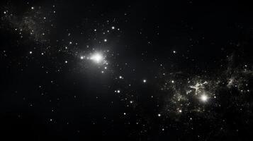 ai generiert ein minimalistisch Aussicht von ein entfernt Star Cluster, funkeln mögen Diamanten im das kosmisch Leere. foto