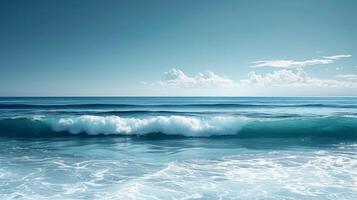 ai generiert ein sauber, azurblau Hintergrund mit subtil Wellen erfasst das Wesen von ein Strand Flucht foto