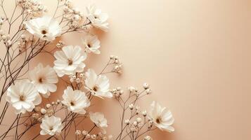 ai generiert schick und stilvoll Komposition mit minimalistisch Blumen- Motive foto