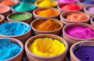 ai generiert Farbe und Spaß von holi während das heilig Monat von uttar Pradesh foto