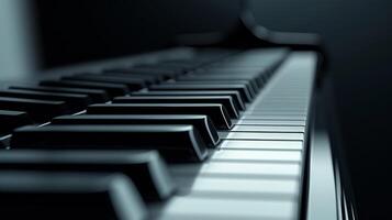ai generiert elegant Darstellung von ein glatt Klavier, Erfassen es ist untertrieben Schönheit und melodisch Potenzial foto