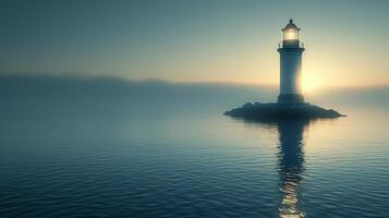 ai generiert still Bild Erfassen das heiter Atmosphäre um ein Leuchtturm durch das Meer foto