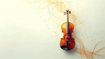 ai generiert minimalistisch Hintergrund geschmückt mit ein Violine und zart Musical Anmerkungen foto