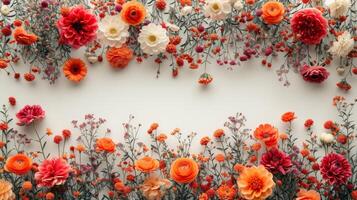 ai generiert symmetrisch Layout von minimalistisch Blumen- Muster auf ein sauber Hintergrund, hervorrufen Balance und Anmut foto