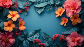 ai generiert Überschneidung von geometrisch Formen und Blumen- Muster auf ein minimalistisch Hintergrund foto