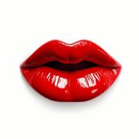 ai generiert rot schön Lippen isoliert auf Weiß Hintergrund. foto
